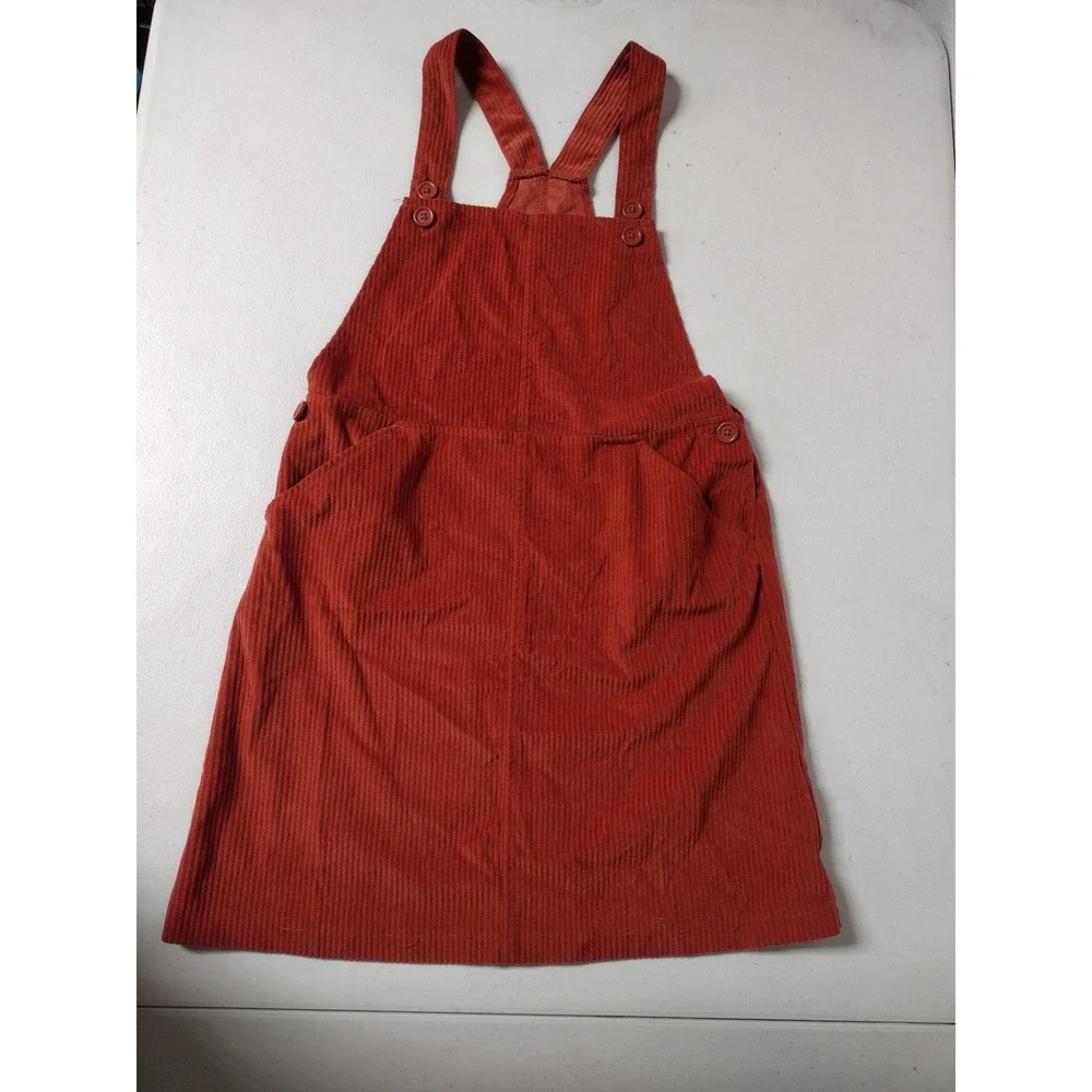 Wonder Nation Girls Rust Red Corduroy Jumper Dress Pinafore Size L 10-12